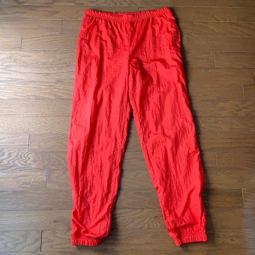 Vintage Sergio Tacchini Red Track Pants Joggers Windbreaker Bottom Zip Size 8